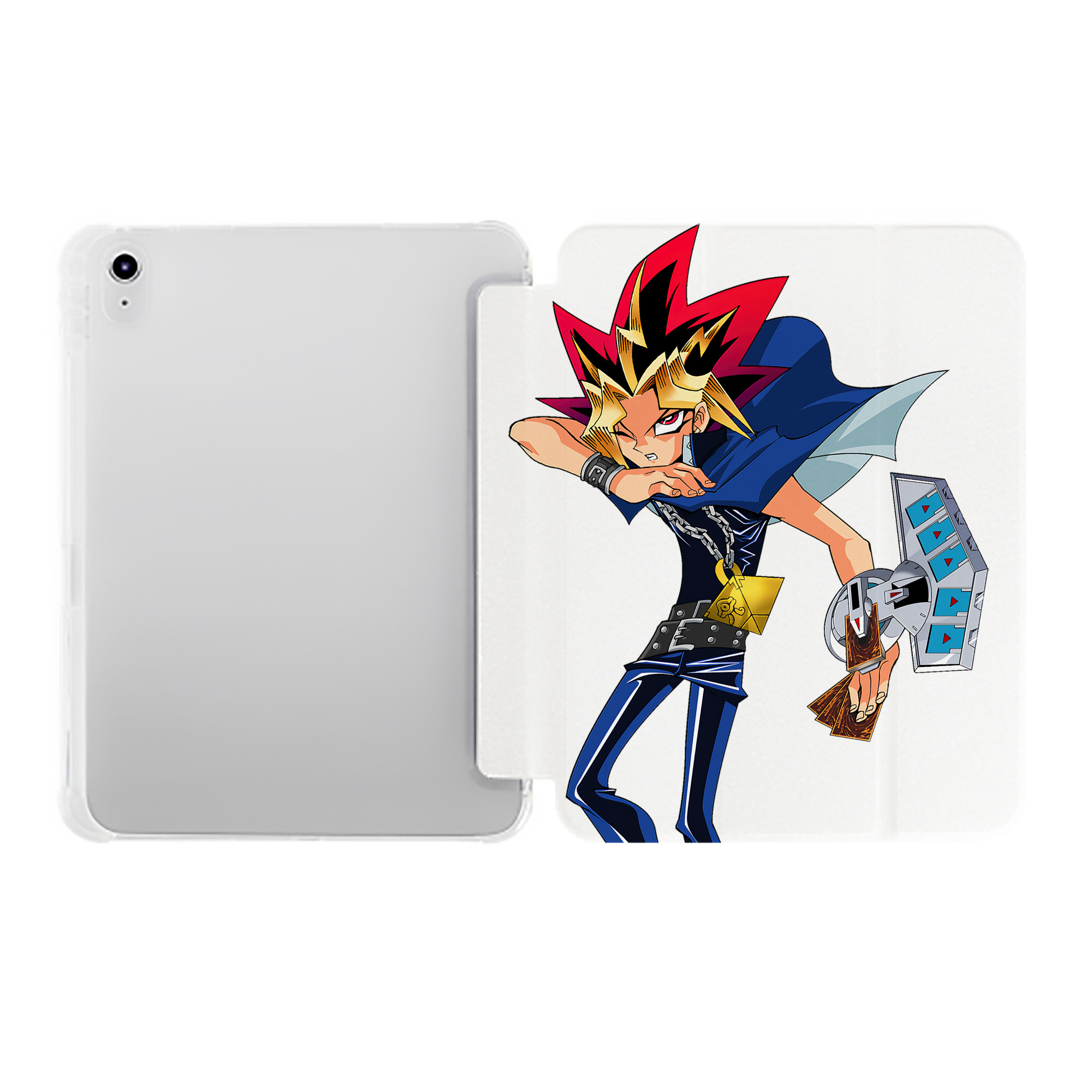 （画像用） 遊☆戯☆王 Yu-Gi-Oh! IPad ケース ペン収納付き 三つ折りスタンド PUレザー×シリコン 対応機種9.5/10.5/10.9インチ